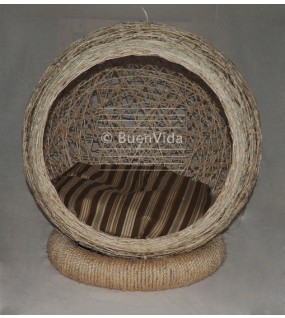 Casita de mascotas hecho de sisal